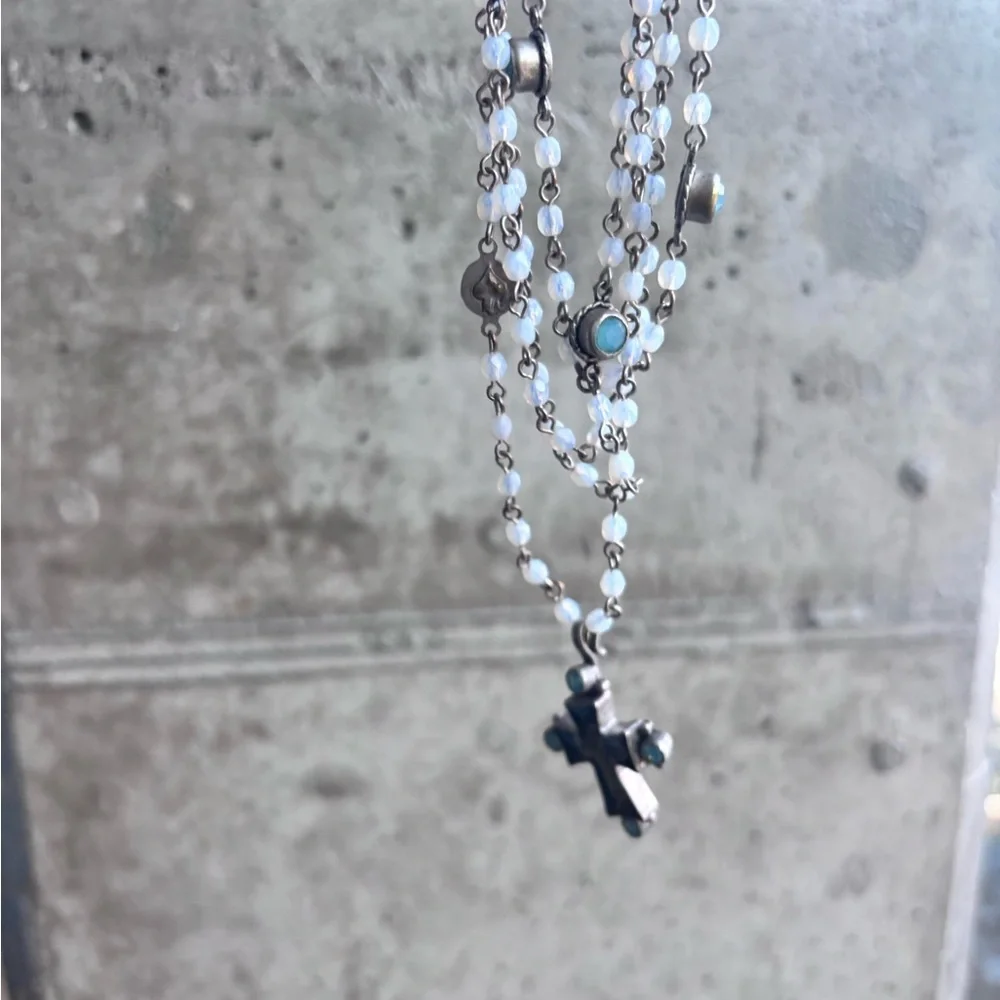 Virgin saint and angel Elegant Silver and Gold Cross Pendant Necklace